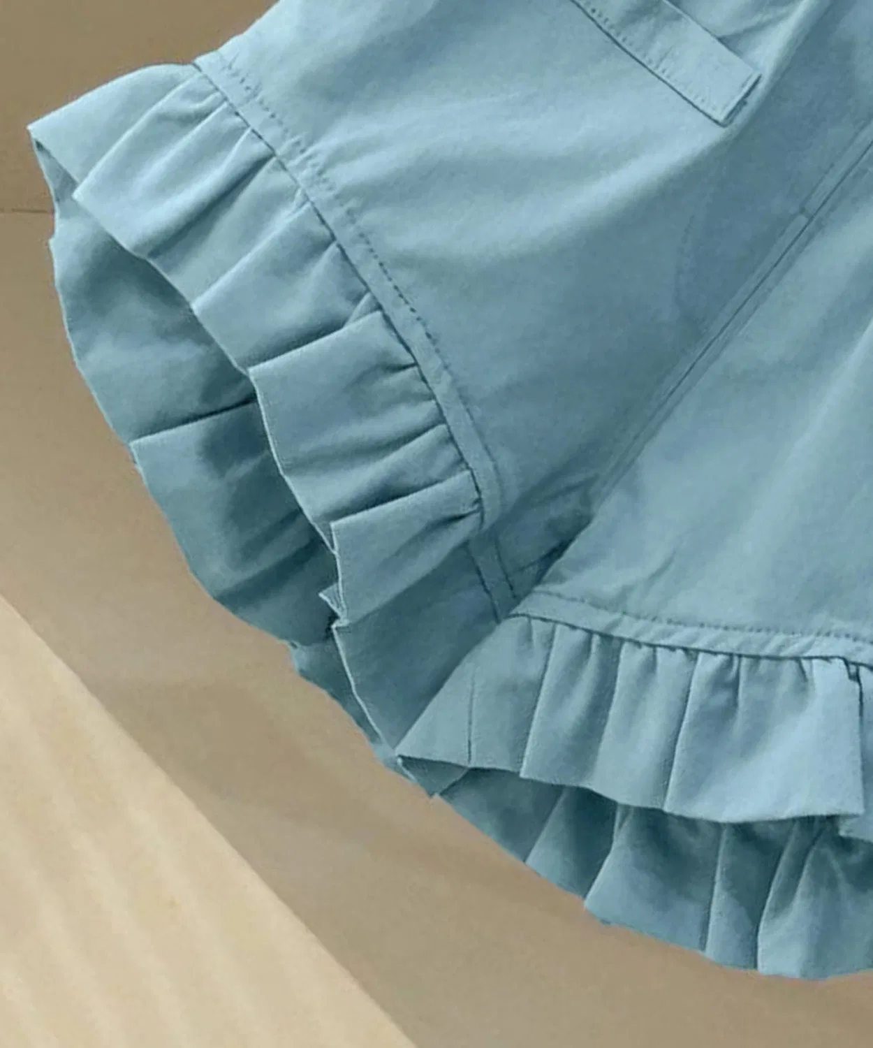 Детские шорты для девочек с оборками по низу, модель aimoha, Blue — фото 4