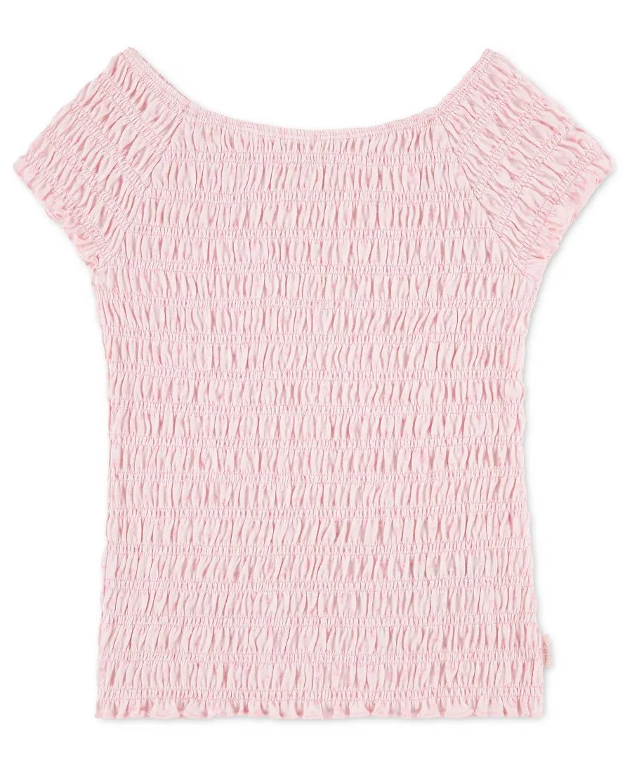 Топ с широким вырезом и коротким рукавом, сборочная конструкция, хлопок abercrombie kids, Ditsy Pink