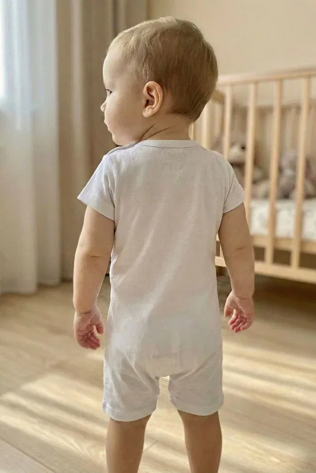 Детский комбинезон для малышей с принтом Unisex cow printed short sleeve baby romper cotton Lucevera, White — фото 2