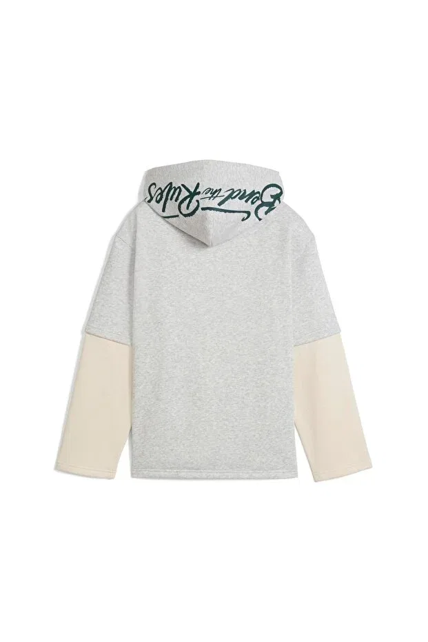 Детское худи для девочек с принтом Mid90s Layered Hoodie Puma, Gray — фото 2