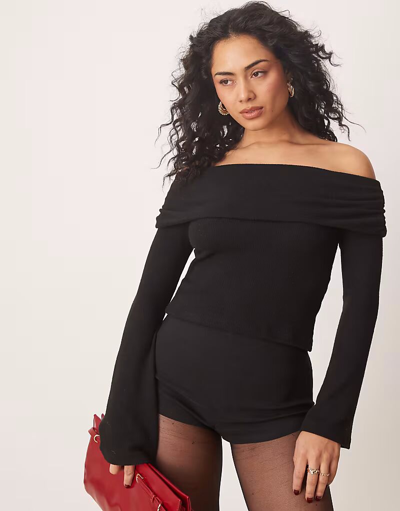 

Асимметричный топ на одно плечо ASOS DESIGN, супермягкий, черный