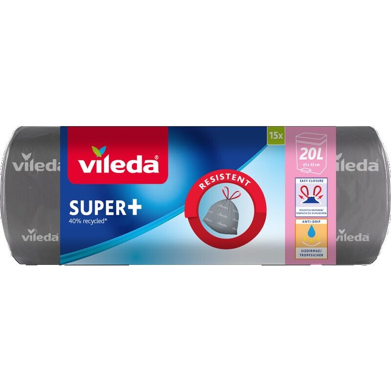 

Мешки для мусора Супер+ на шнурке 20 л Vileda, 15 шт.