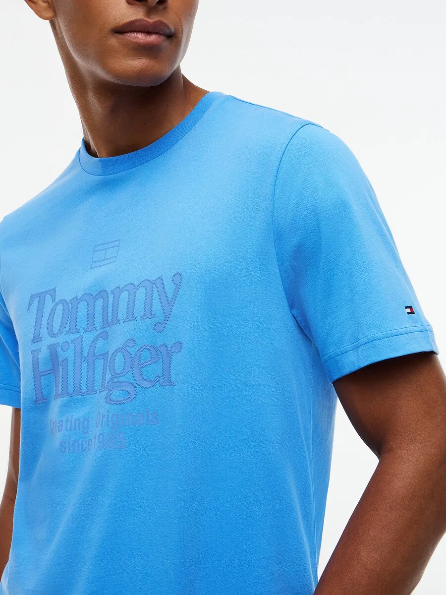 Футболка TOMMY HILFIGER, цвет лазурный, небесно-голубой — фото 3