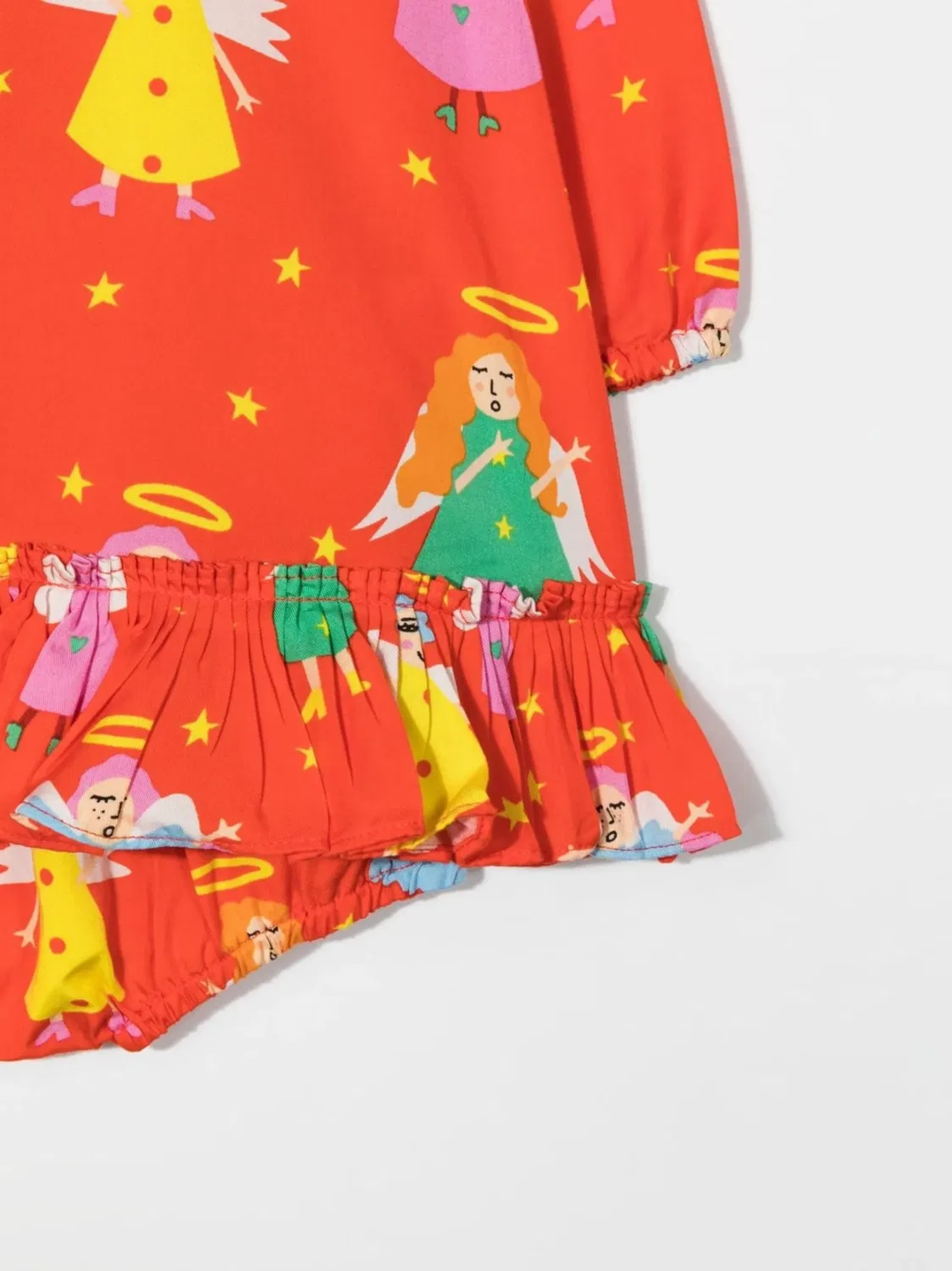 Платье с принтом ангелов и оборками Stella McCartney, красный — фото 3