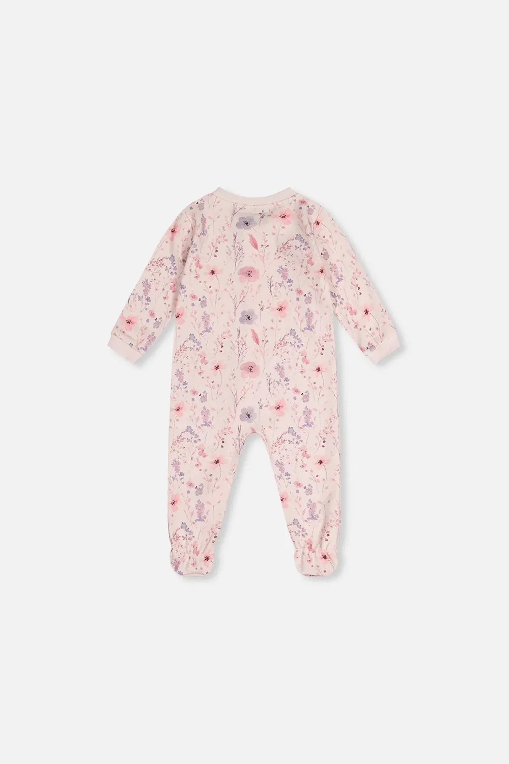 Детский комбинезон-пижама на молнии с цветочным принтом Deux par Deux, Pink Printed Flowers — фото 2