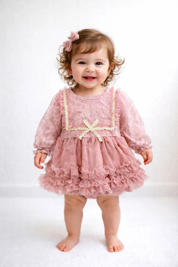 Детское платье для девочек кружевное Togy Baby Ve Kids Wear, Pink
