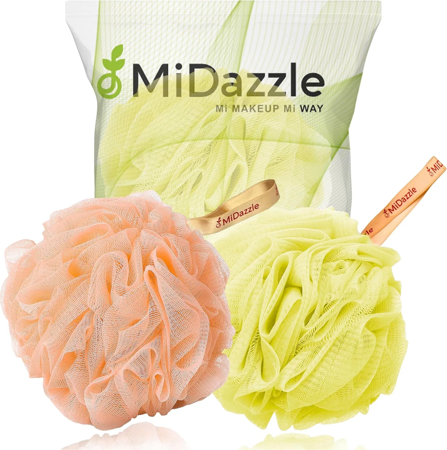 Мочалка для душа, 2 шт, Omidazzle, Оранжевый и Желтый