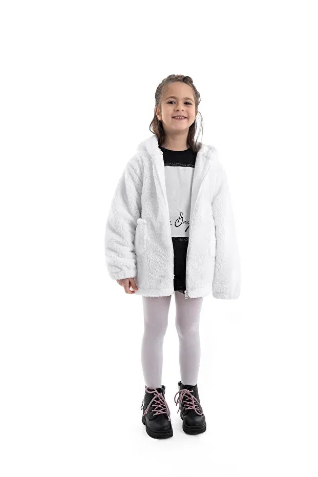 Детское зимнее пальто для девочек с капюшоном Wellsoft ribbon hooded girl's coat Panchy Canky, White