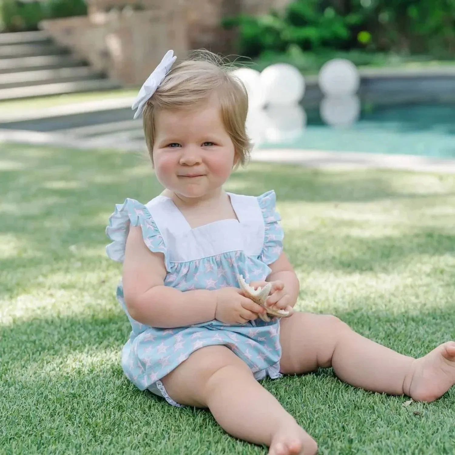 Детский комплект для девочек с принтом Annie Seaside Starfish Bloomer Set lila + hayes, мультиколор — фото 2
