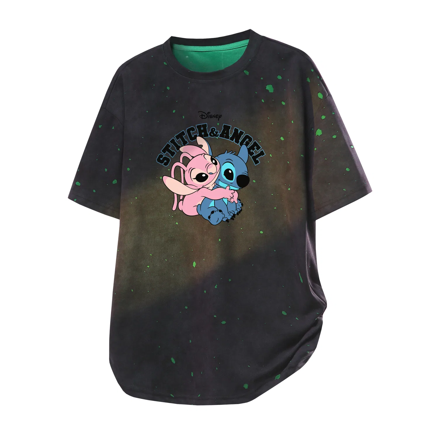Детская футболка с принтом Disney Unisex Crew Neck Moderate Other, Black Green
