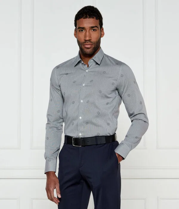 Мужская рубашка с длинным рукавом H-Hank-S-Kent-C1-232 Slim Fit BOSS, черный