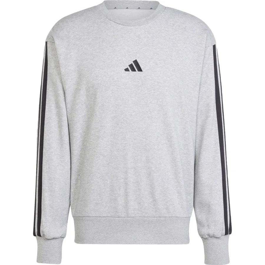 Свитшот спортивный с длинным рукавом и капюшоном adidas Essentials 3-Stripes French Terry, Серо-черный — фото 3