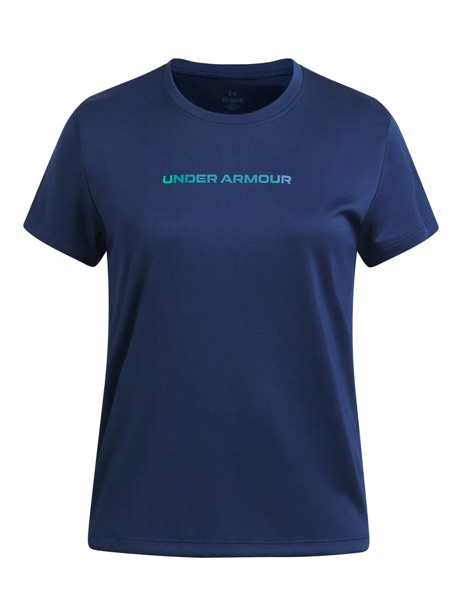 Спортивная футболка UNDER ARMOUR Performance Shirt с фирменной символикой, выполненная в синем, темно-синем и бирюзовом цветах
