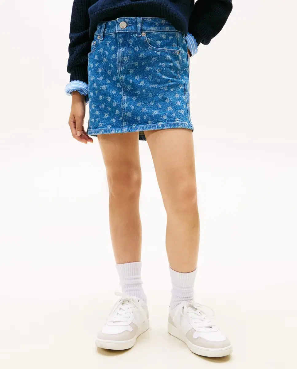 Детская юбка для девочек джинсовая с принтом Tommy Hilfiger, Azul — фото 2