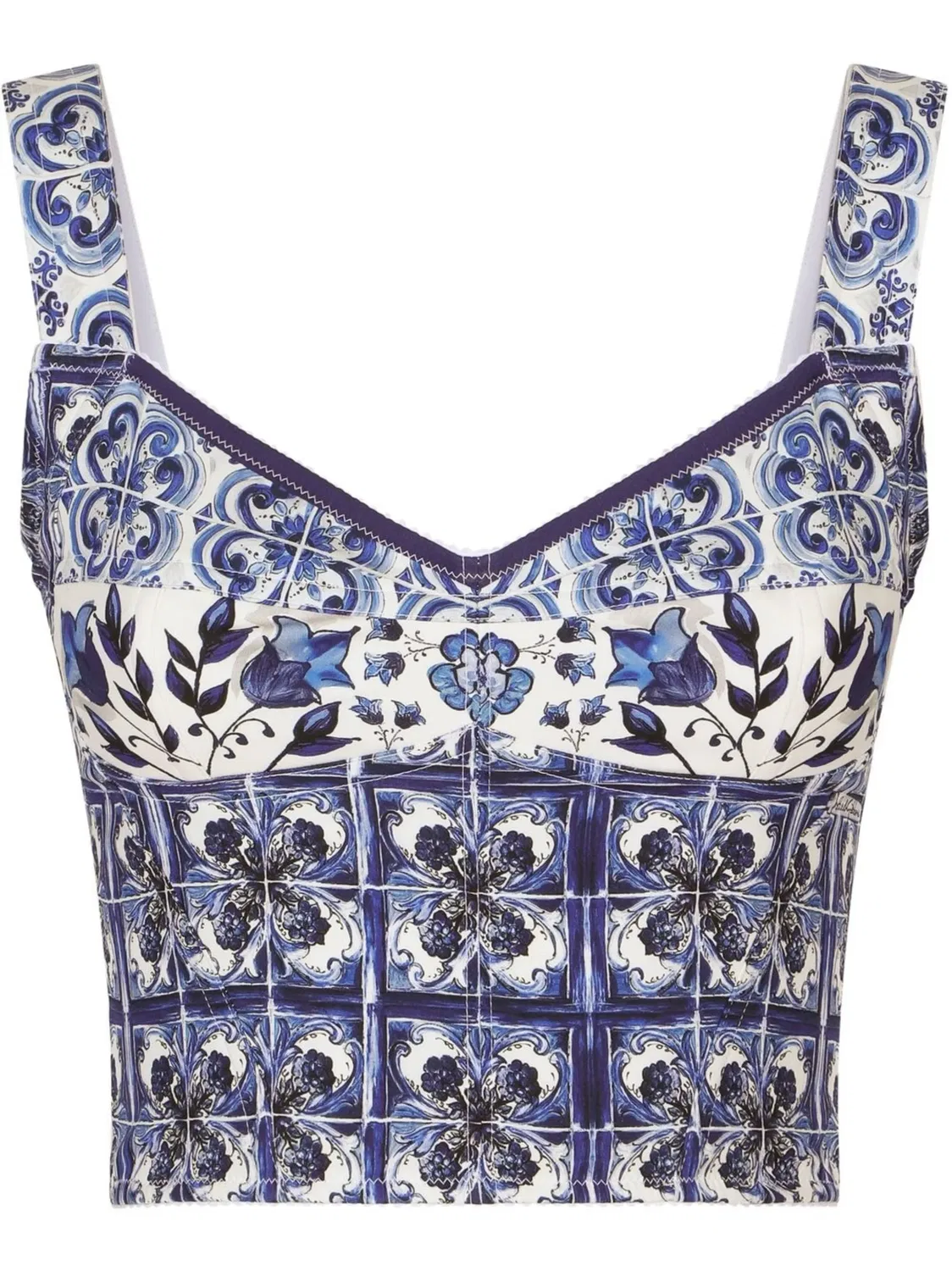 Dolce & Gabbana Корсетный топ майоликовый принт, белый