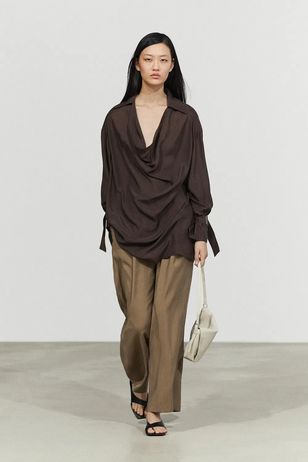 Рубашка Massimo Dutti, свободная, коричневая