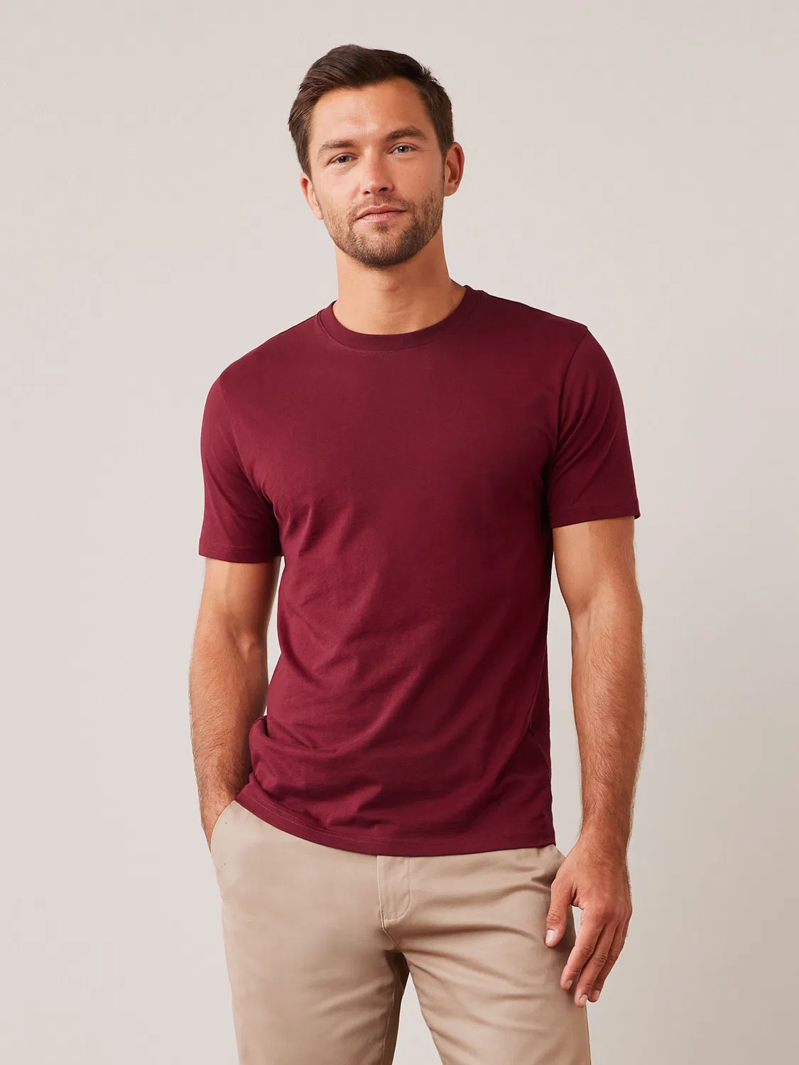 Футболка с круглым вырезом, Slim Fit, Essential Next, красный бургунди