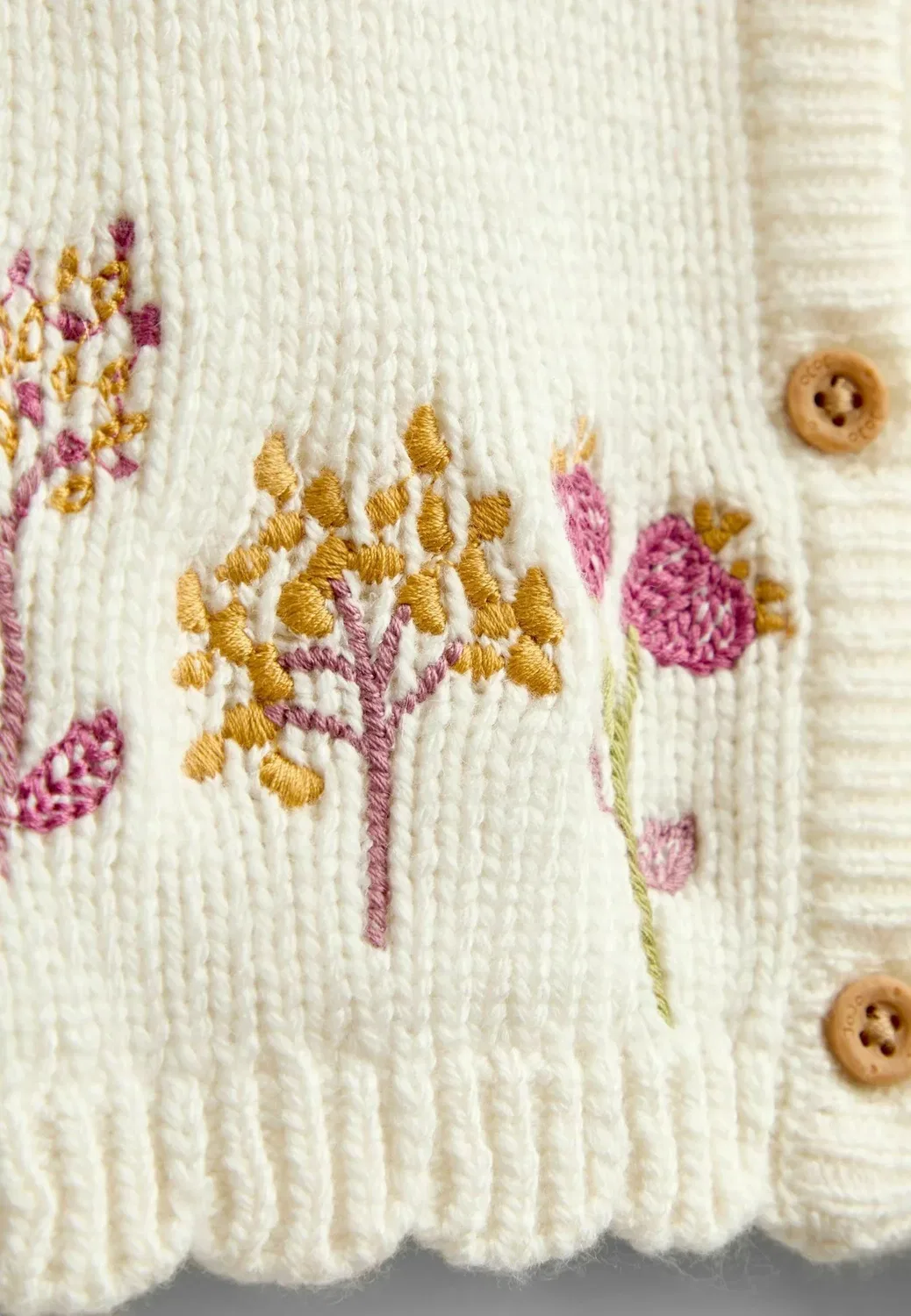 Вышитый вязаный кардиган - кардиган Jojo Maman Bébé, Cream Floral — фото 3