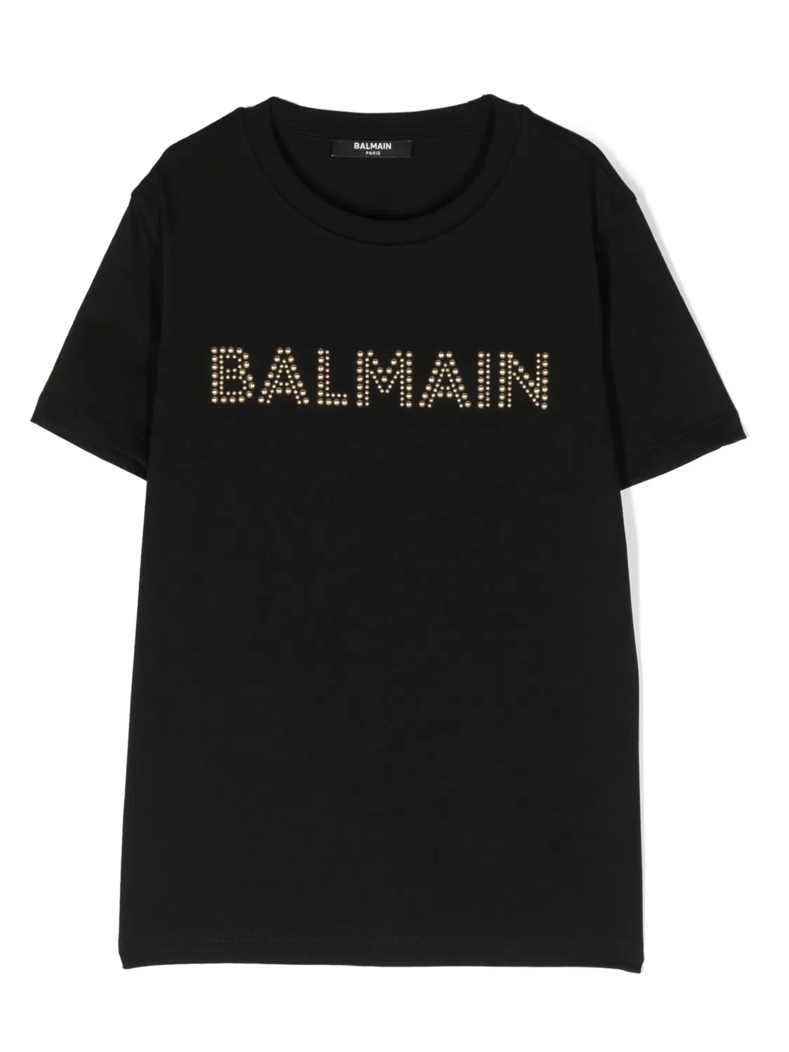 Футболка с заклепанным логотипом Balmain, черный