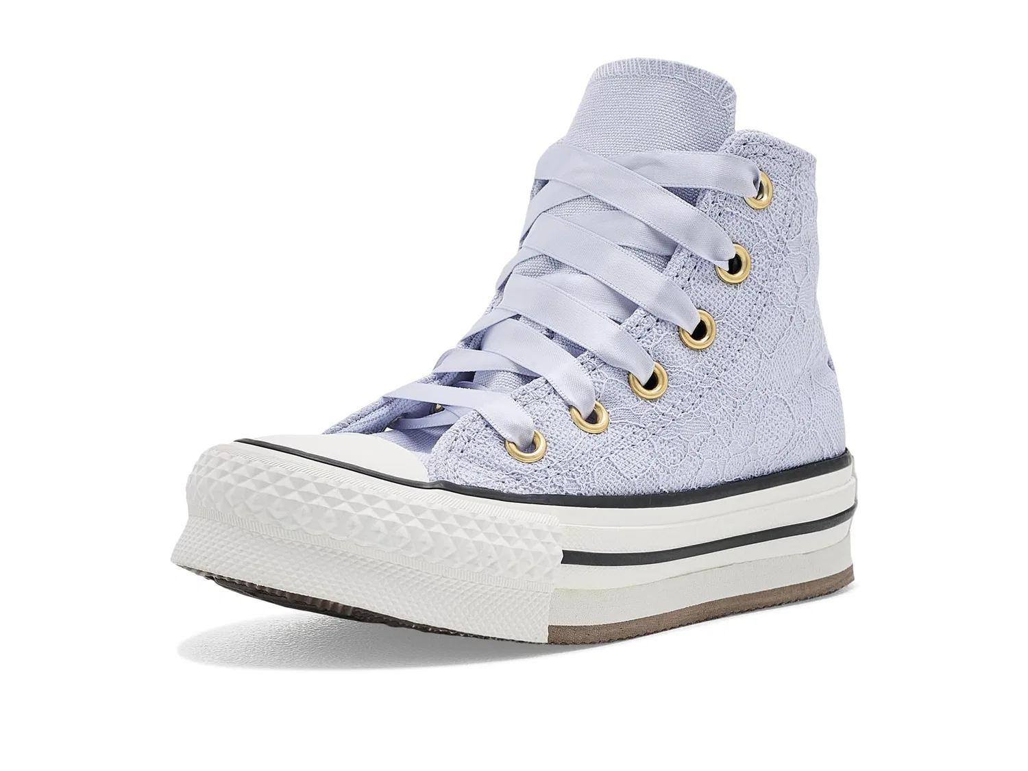 Кеды Chuck Taylor All Star Lift Platform Lace (для маленьких детей) Converse Kids, Almost Lavender/Gold