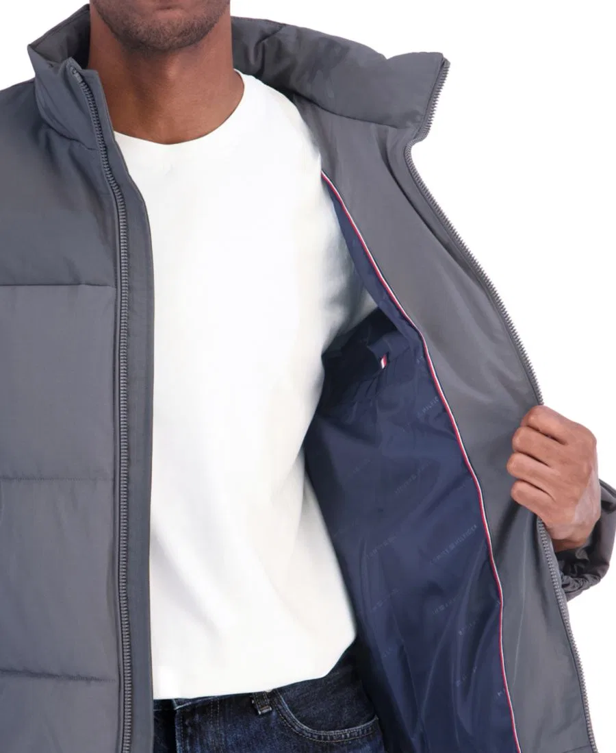 Мужская куртка-пуховик с капюшоном, утепленная, Oversized quilt channels Tommy Hilfiger, Charcoal — фото 4