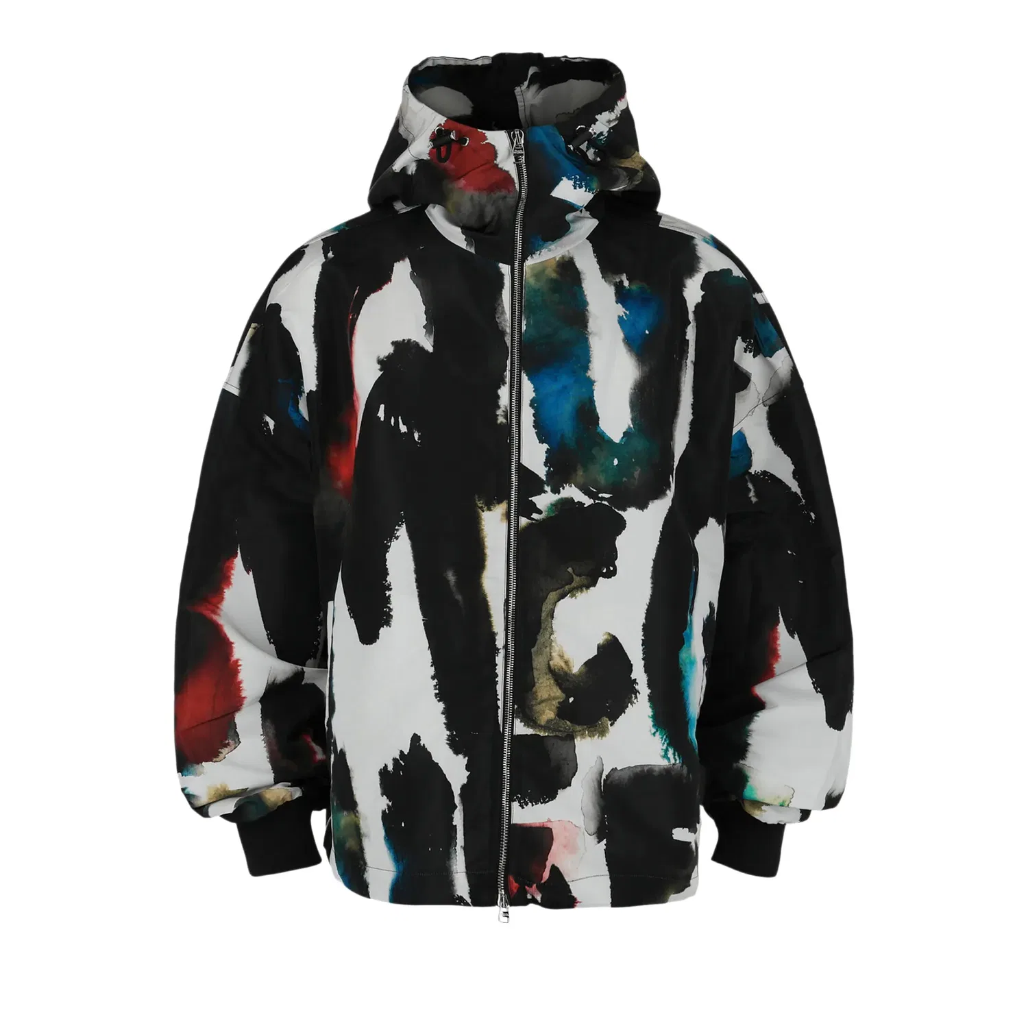 Ветровка с капюшоном Alexander McQueen Watercolor Graffiti, мультиколор