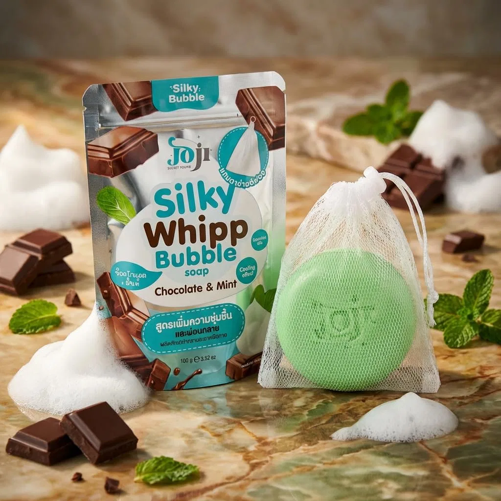 Мыло для душа Silky Whipp Bubble Soap, ALIBOOSTER, 100г, с шоколадно-мятным ароматом — фото 3