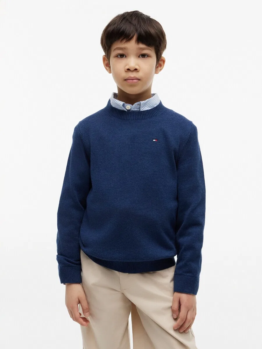 Свитер TOMMY HILFIGER 'Essential Flag Embroidery' темно-синего цвета — фото 2