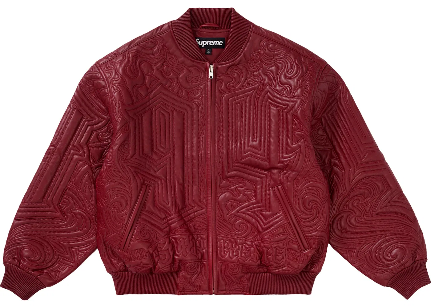 Мужская куртка из кожи с вышивкой Mister Cartoon Supreme, Burgundy