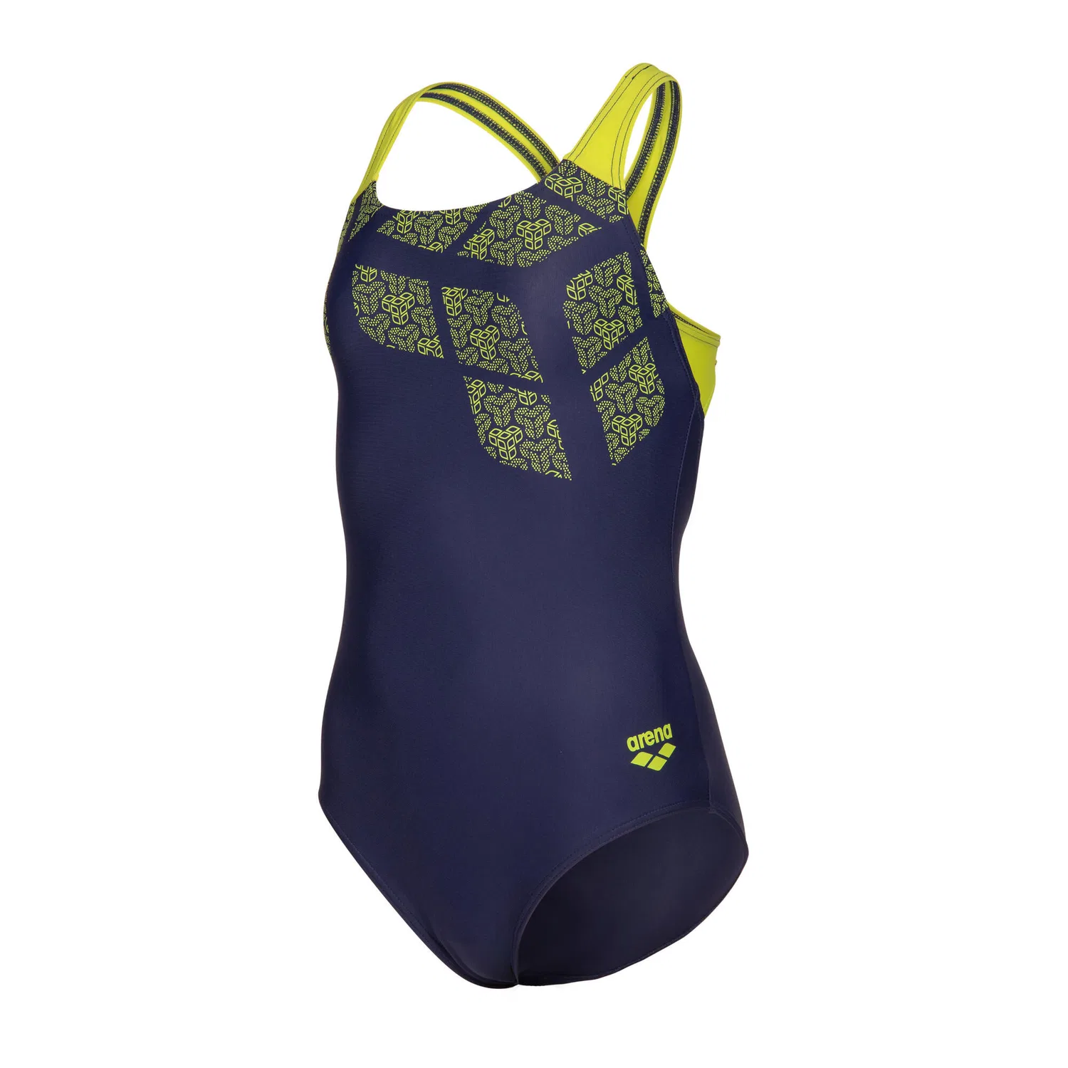 Детский слитный купальник для девочек Kikko Swimsuit Swim Pro Back Arena, Dunkelblau / Gelb