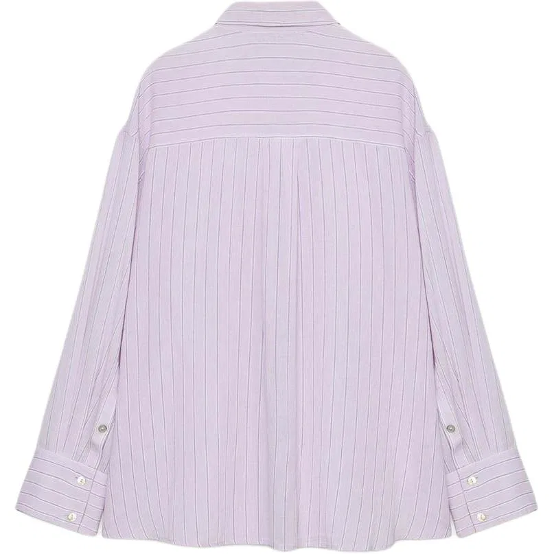 Женская рубашка с отложным воротником Light Purple ZARA, Light Purple — фото 3