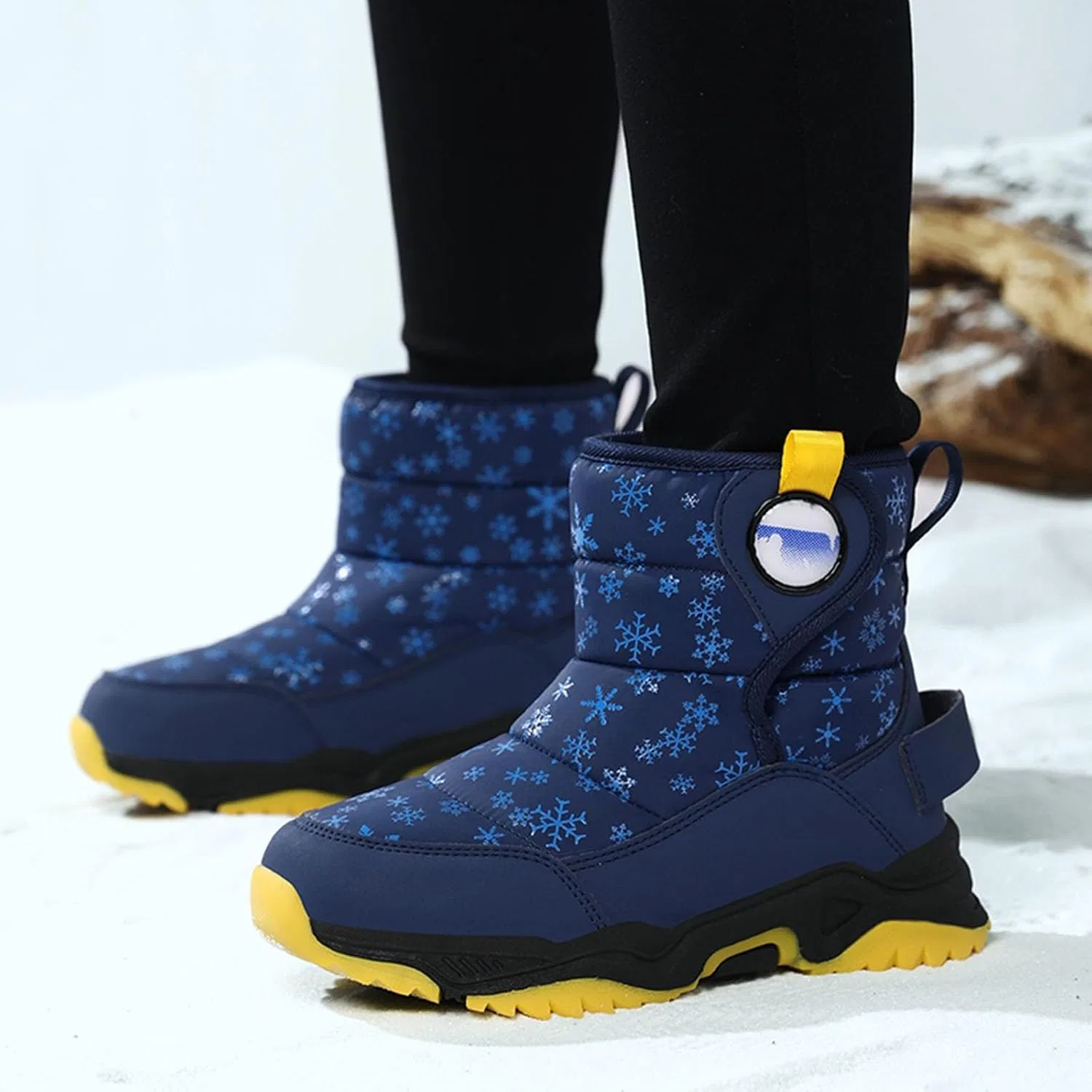 Детские зимние ботинки для мальчиков и девочек с принтом, Snow Boots, Dark Blue — фото 2