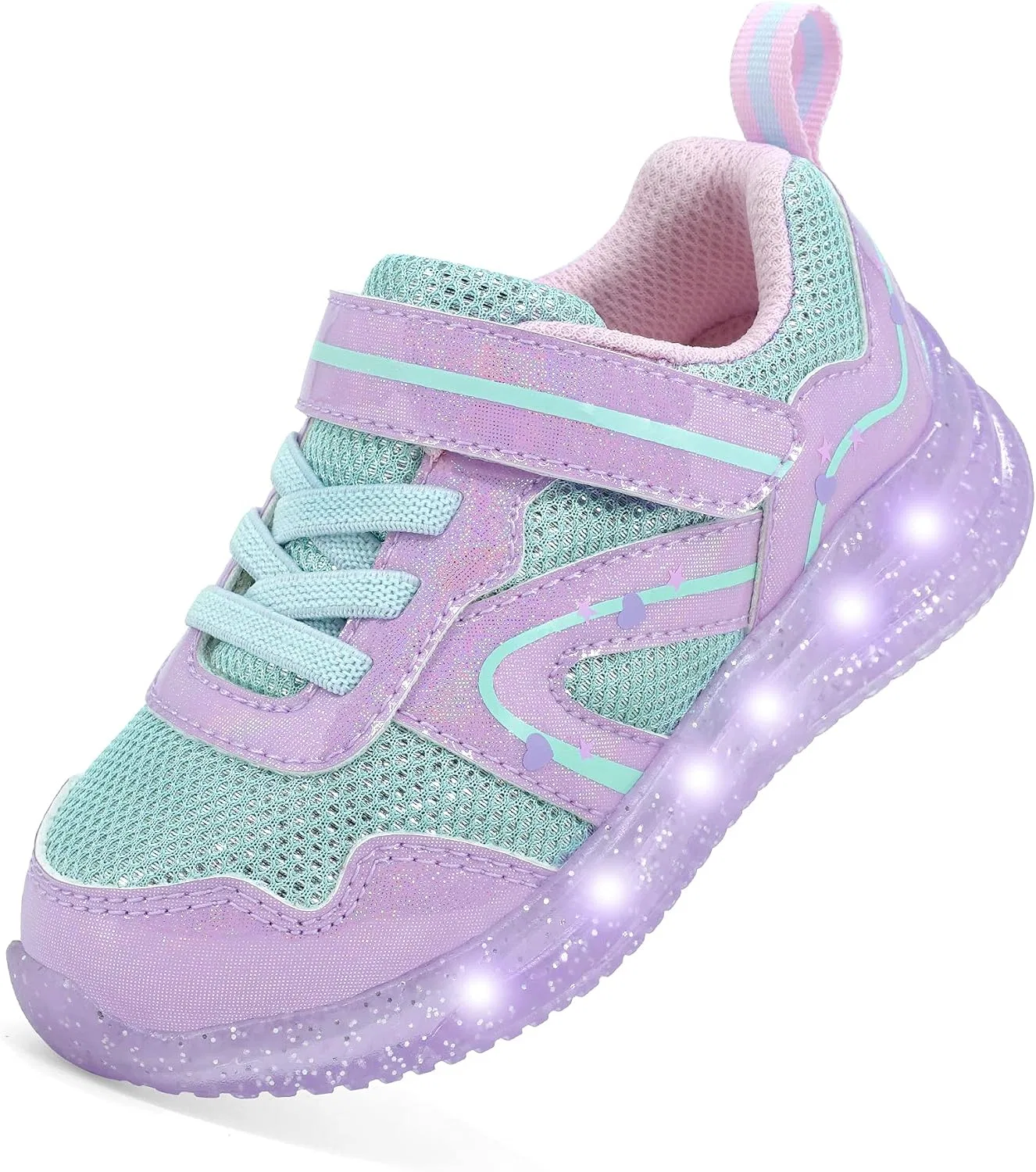 Детские кроссовки для девочек со светящейся подошвой YESKIS, Purple Light Up Shoes