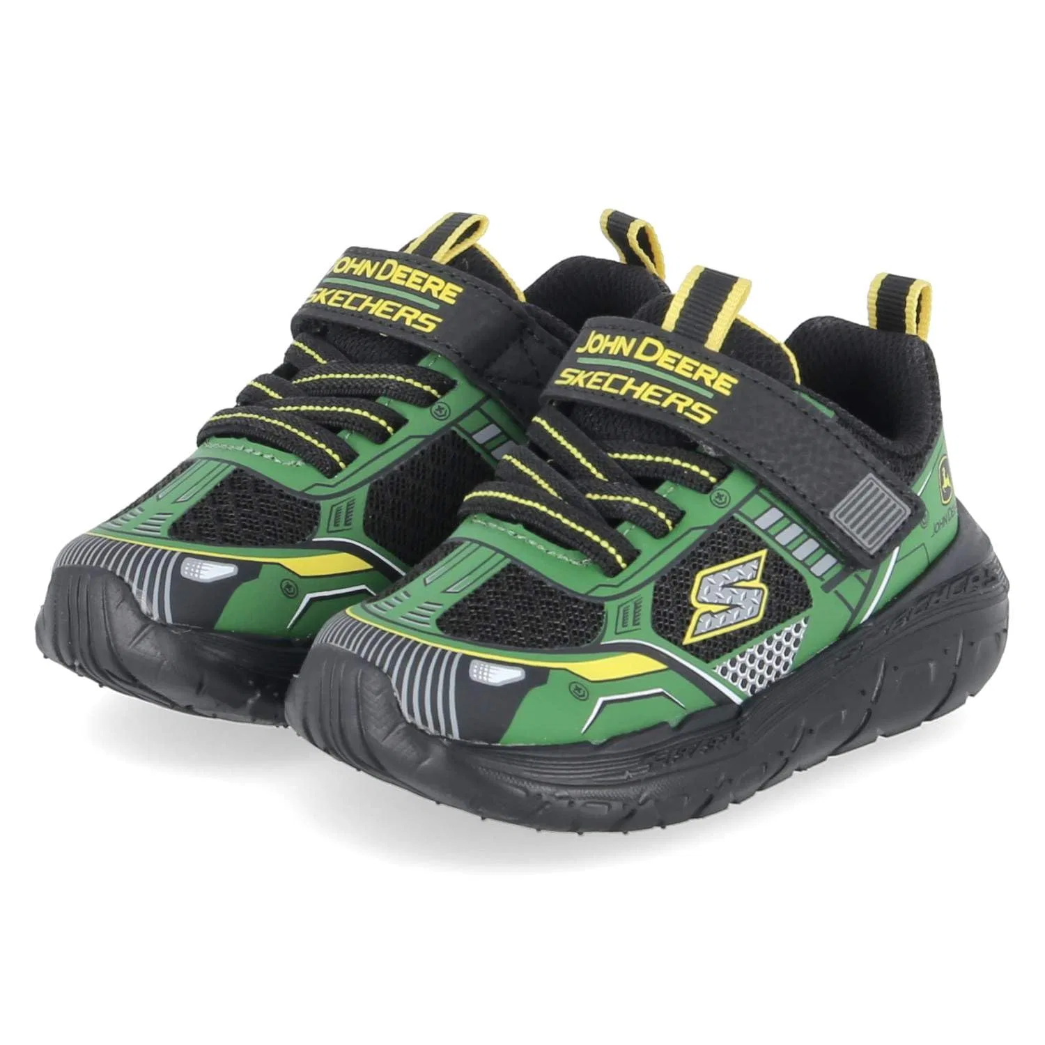 Детские кроссовки для мальчиков с максимальной амортизацией Skechers Arch Fit, Green Synthetic Black Textile Yellow Trim