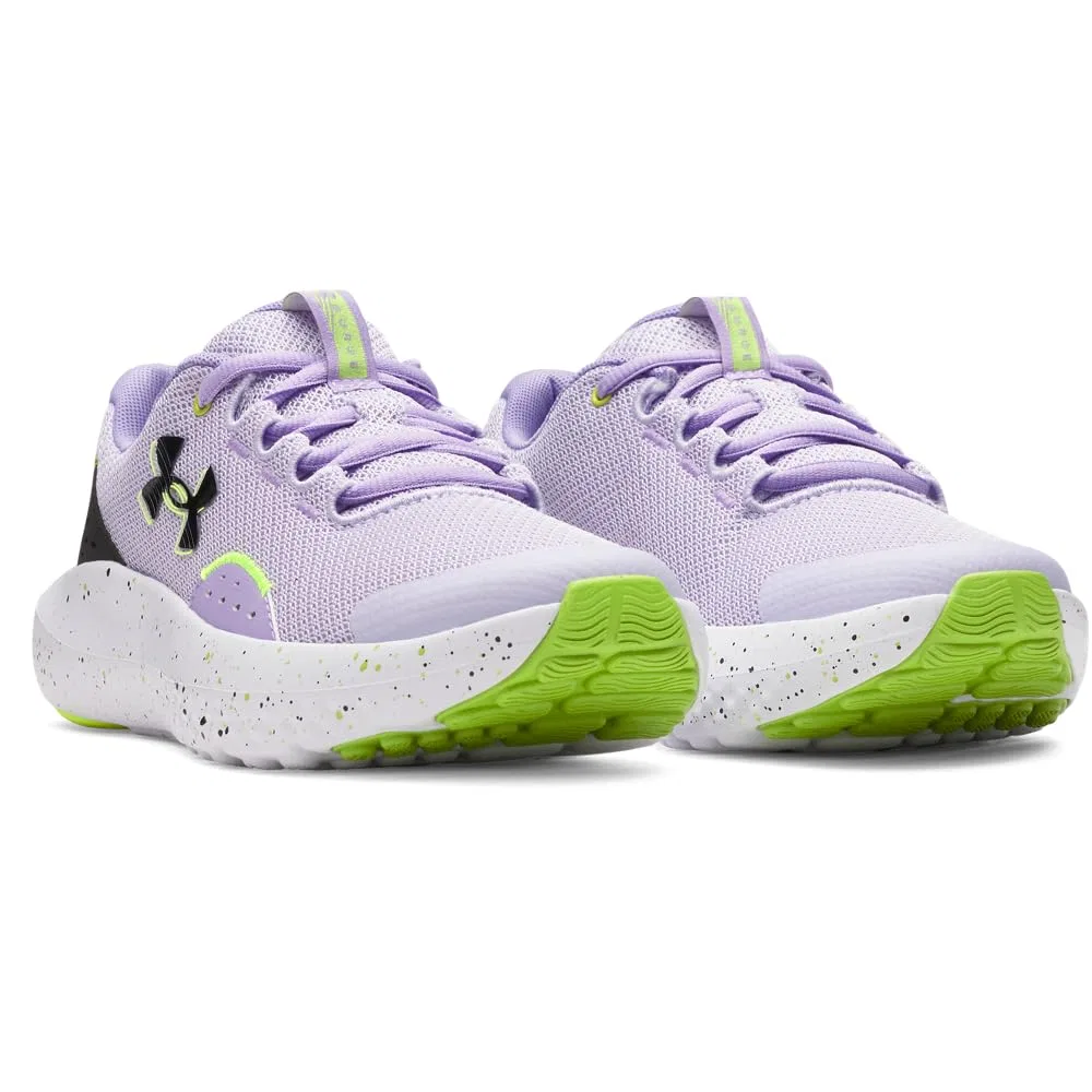 Детские кроссовки для девочек легкие с принтом Grade School Surge 4 Under Armour, Black Purple Yellow Reflective — фото 2