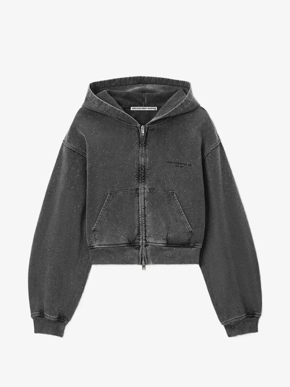 Толстовка на молнии со стразами Alexander Wang, серый