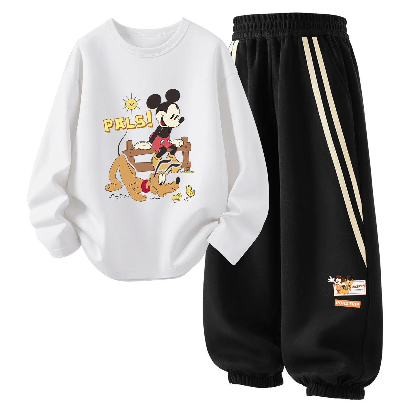 Детский спортивный комплект с принтом Happy Logo, Disney, Natural White/Black