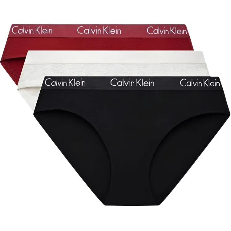 Женские трусы комплект из 3 штук Calvin Klein, Space Black/Vintage Red/Beige Apricot White