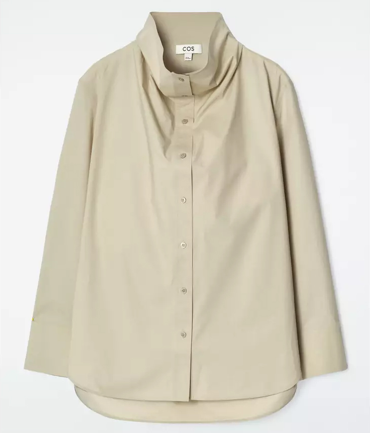 

Рубашка Cos Relaxed Funnel-Neck, светлый хаки