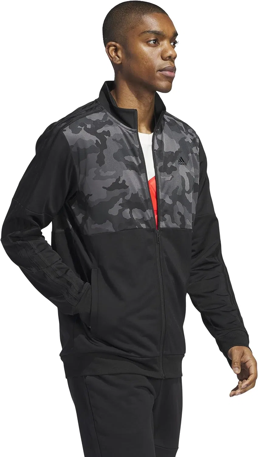 Толстовка adidas Essentials Camouflage Tricot Track Jacket, Black — фото 2