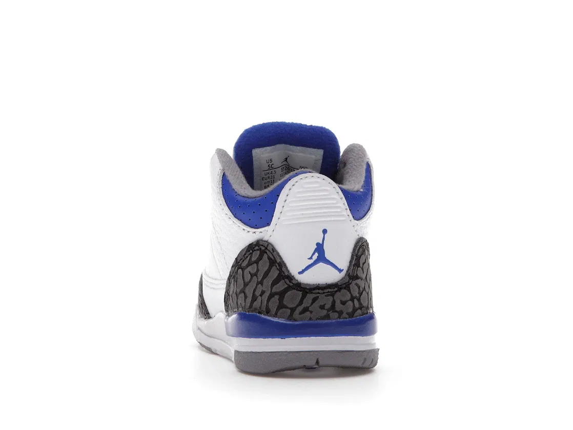 Детские кроссовки Lifestyle с перфорированным верхом Jordan 3 Retro, White/Black-Cement Grey-Racer Blue — фото 4