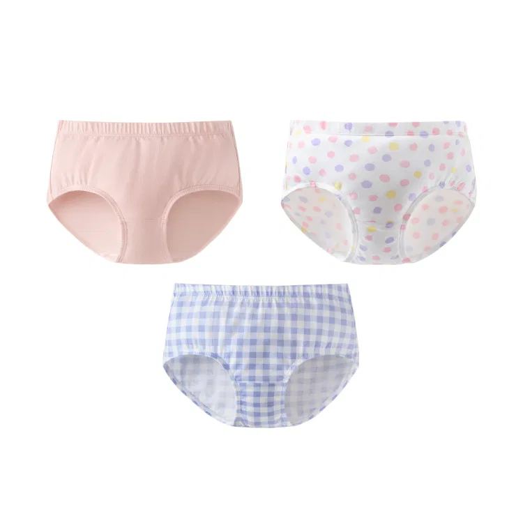 Детские трусы с принтом 3 шт Banana In, Serene Purple Check+Pink Pearl+Rose Polka Dot