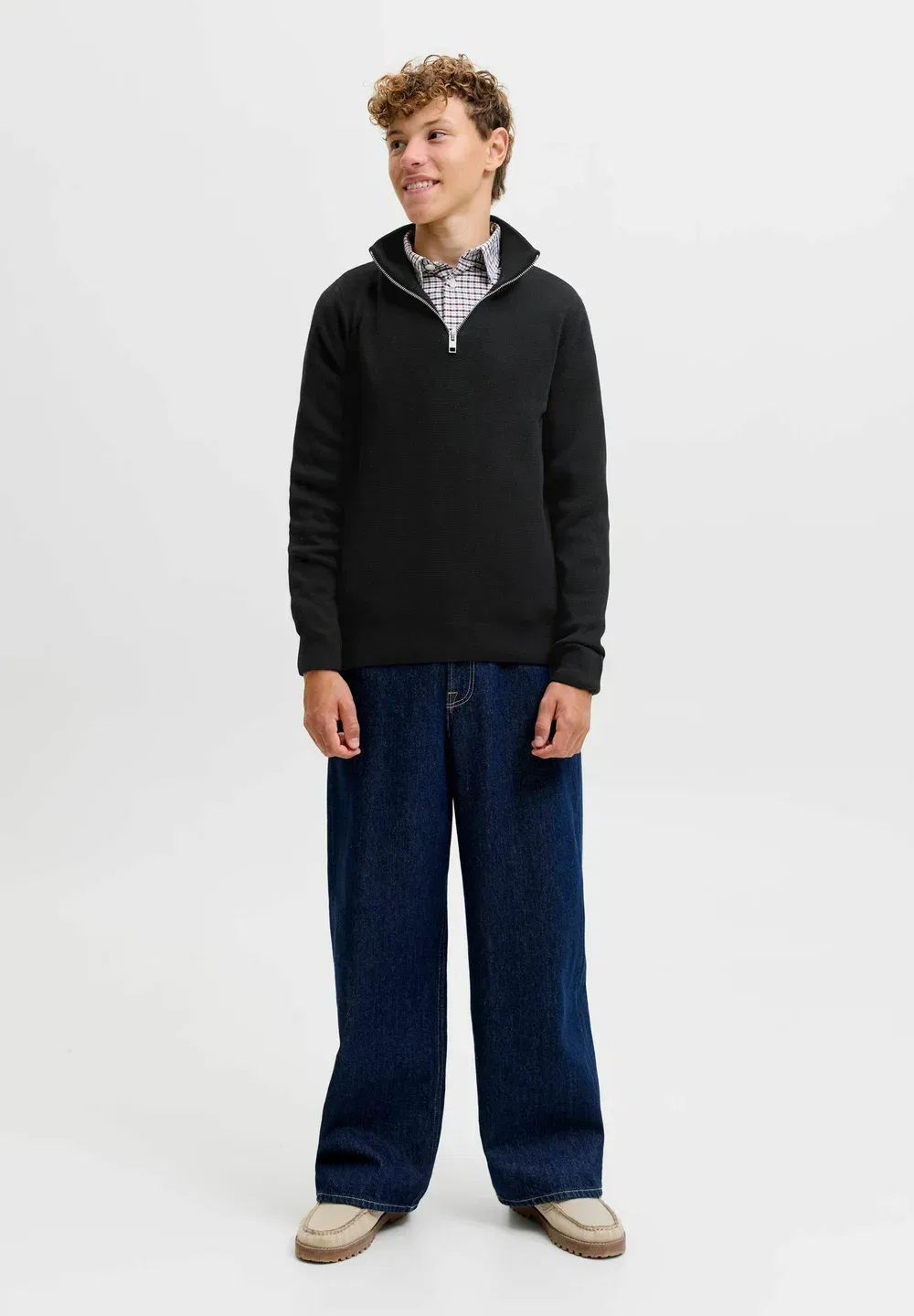 Вязаный пуловер, вязаный пуловер для подростков - джемпер Jack & Jones Junior, Black