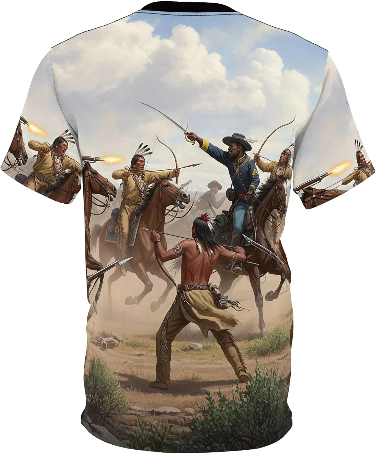 Футболка с принтом 9th Cavalry Regiment Indian Wars, Black — фото 2