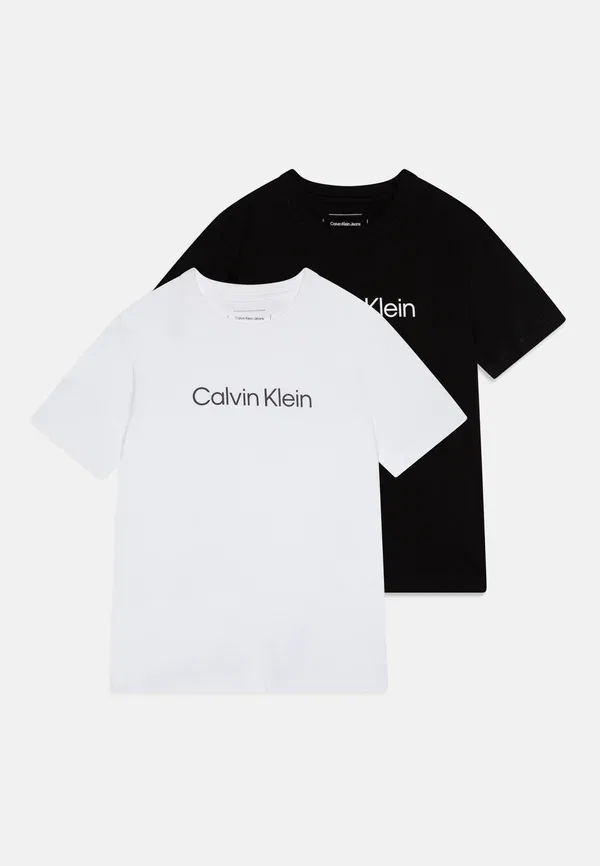 Комплект из двух футболок унисекс с принтом для учреждений Calvin Klein Jeans, белый/черный