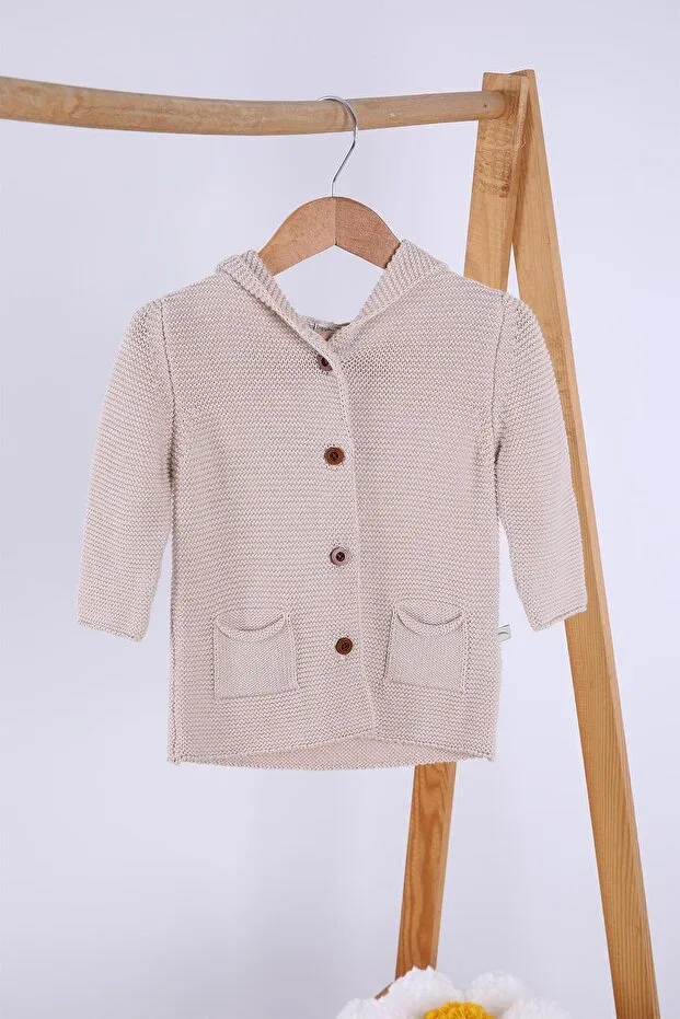 Детский кардиган с капюшоном хлопковый Basics Babyhola, Beige