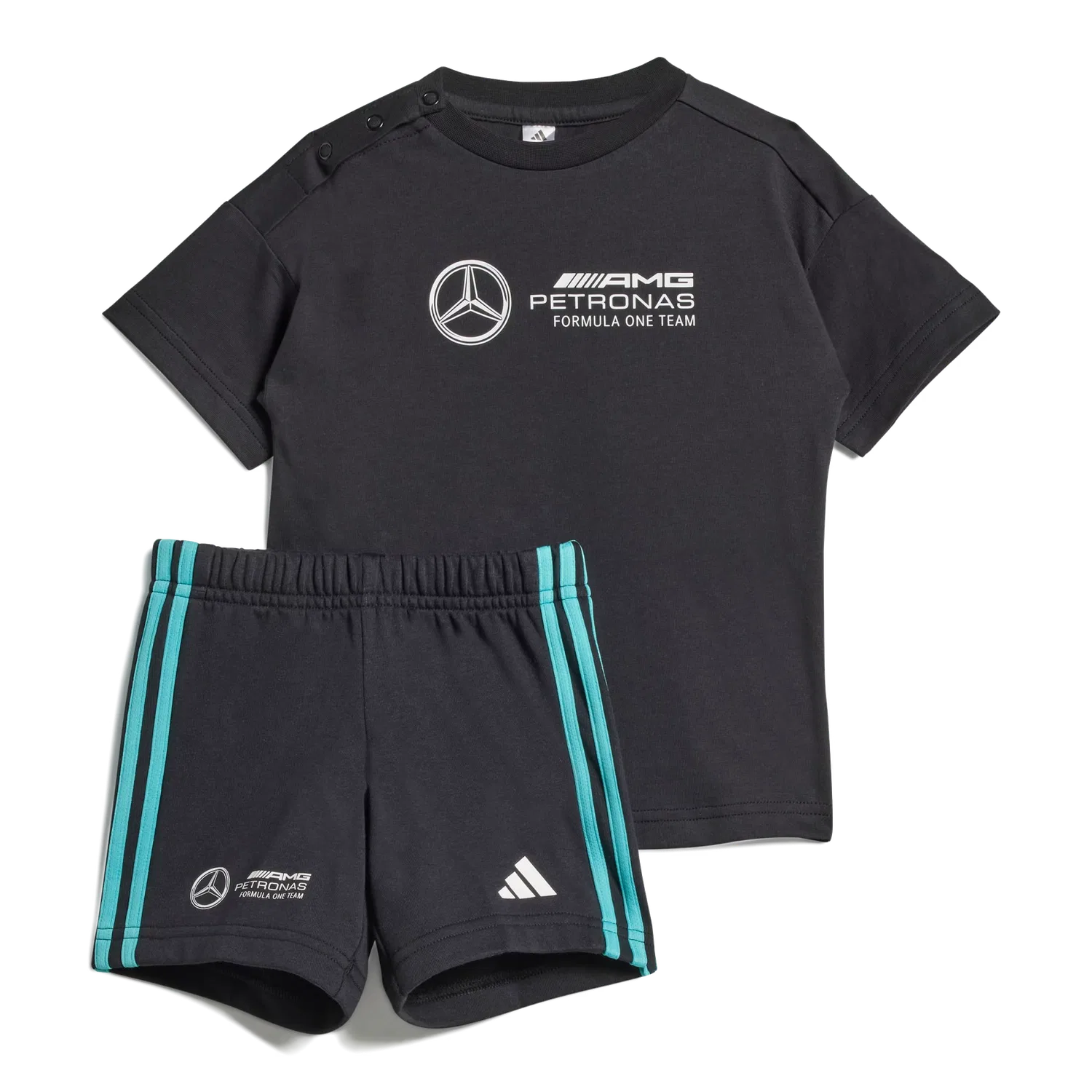 Детский спортивный костюм с принтом Mercedes-AMG Petronas Formula One Team Adidas, черный