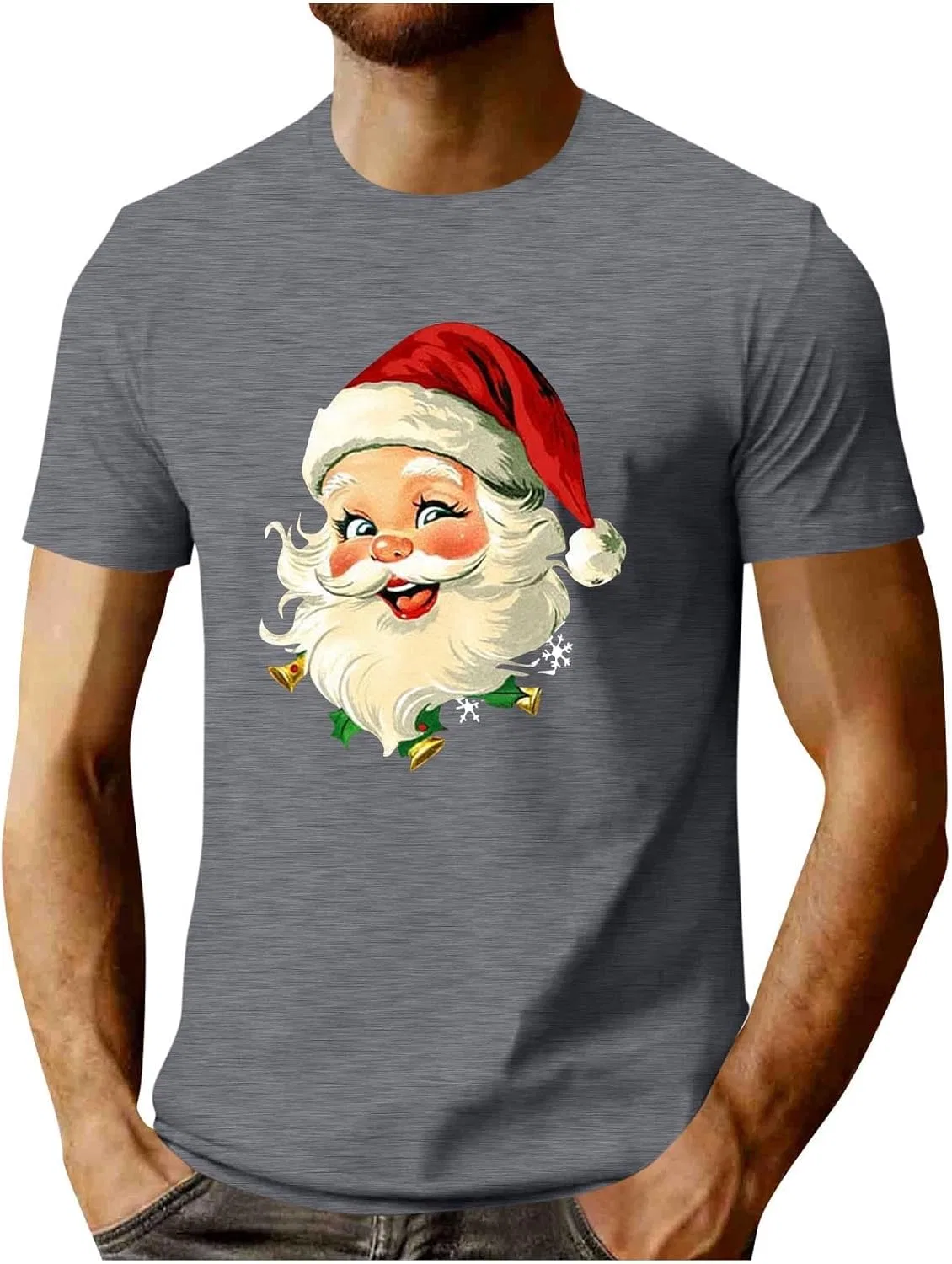 Мужская футболка с рождественским принтом Santa, Gray