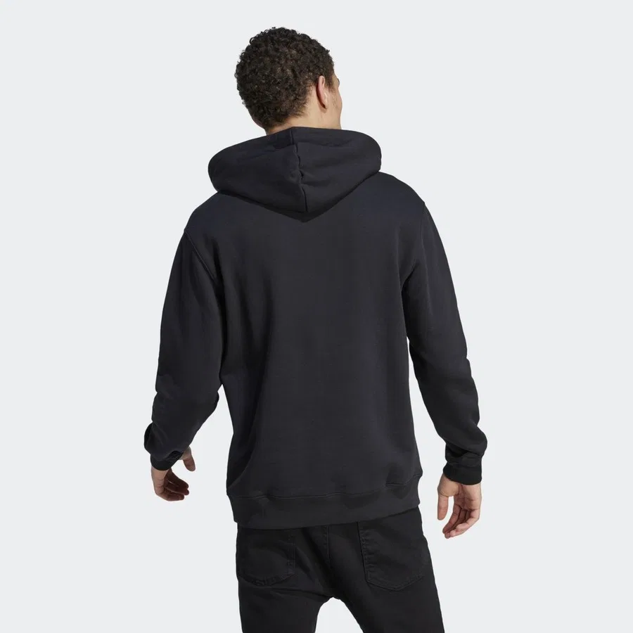 Худи с капюшоном и принтом Trefoil adidas Originals Adicolor Classics, Черно-белый — фото 2