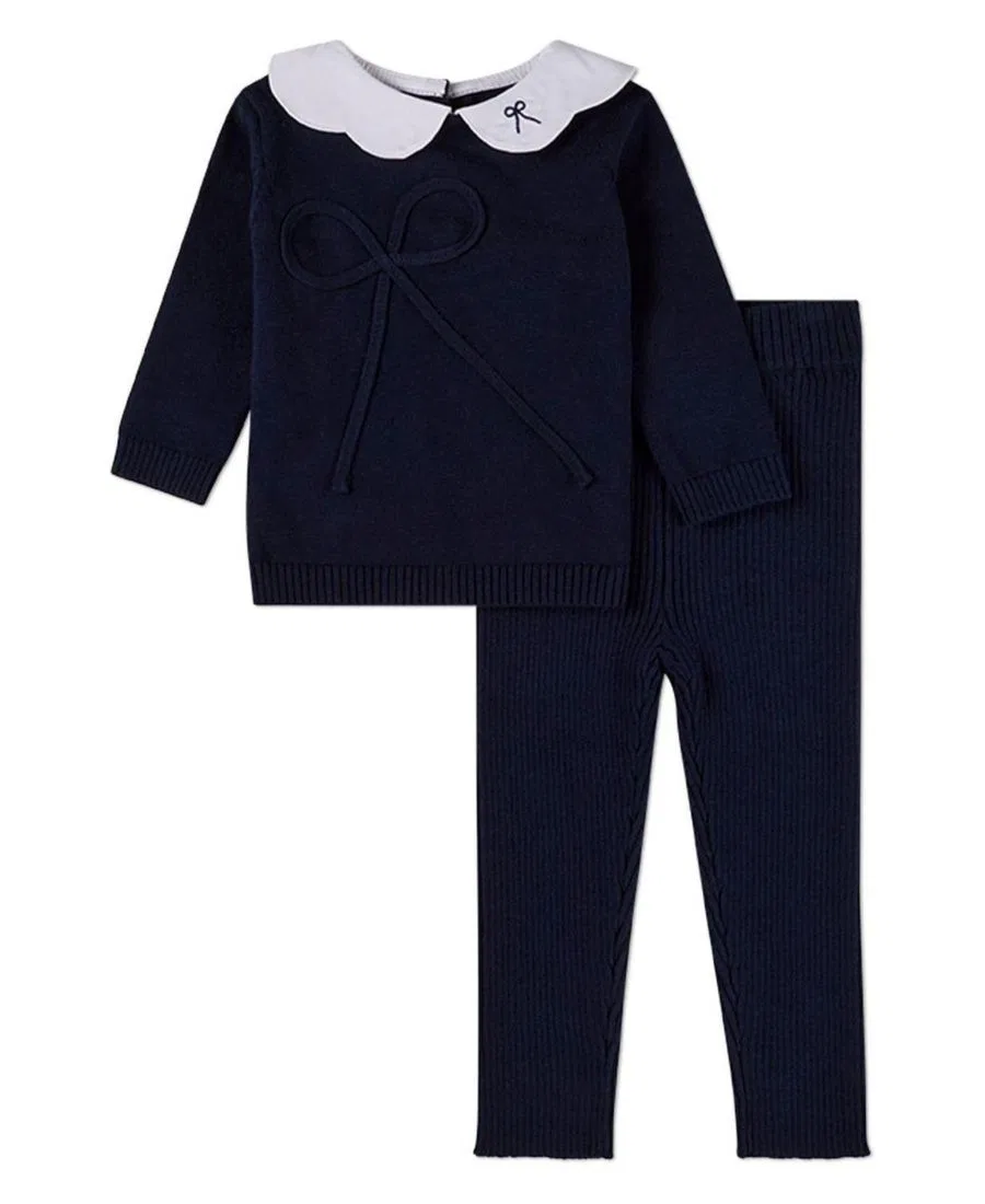 Комплект из топа и леггинсов с бантами MeMoi, Navy-White